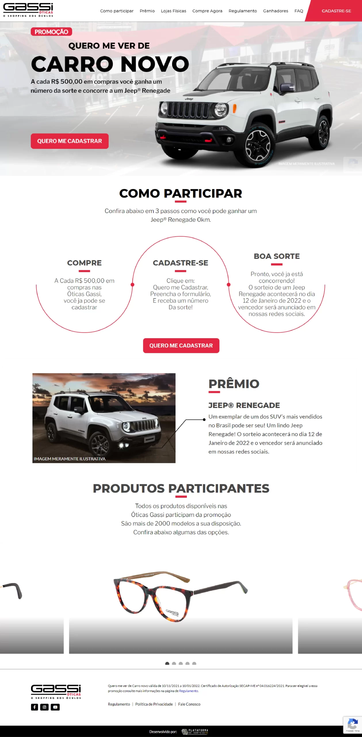 Óticas Gassi - Quero me ver de carro novo - Layout Desktop