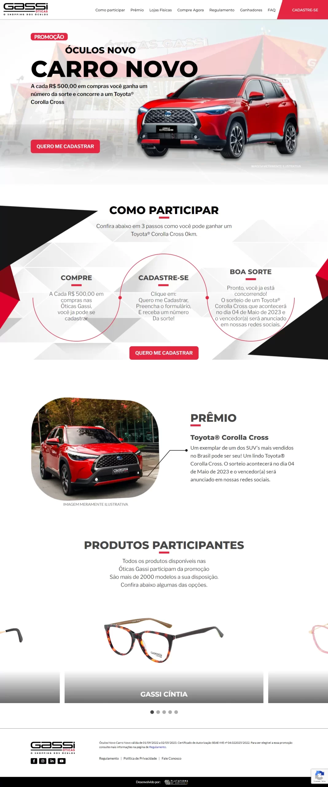 Óticas Gassi - Quero me ver de carro novo - Layout Desktop
